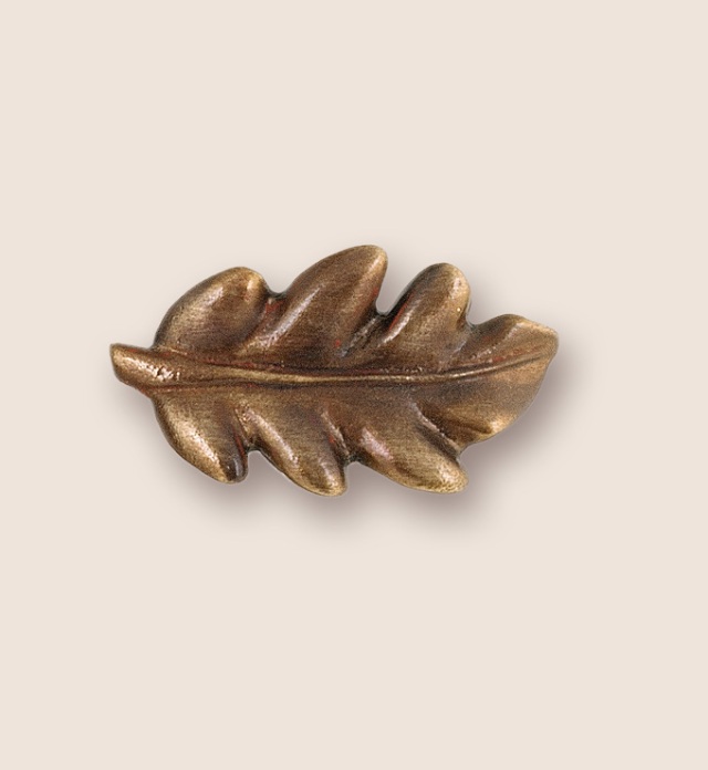 Oak leaf drawer pull available at Martin Pierce Hardware Los Angeles Ca 90016 Photo by Doug Hill